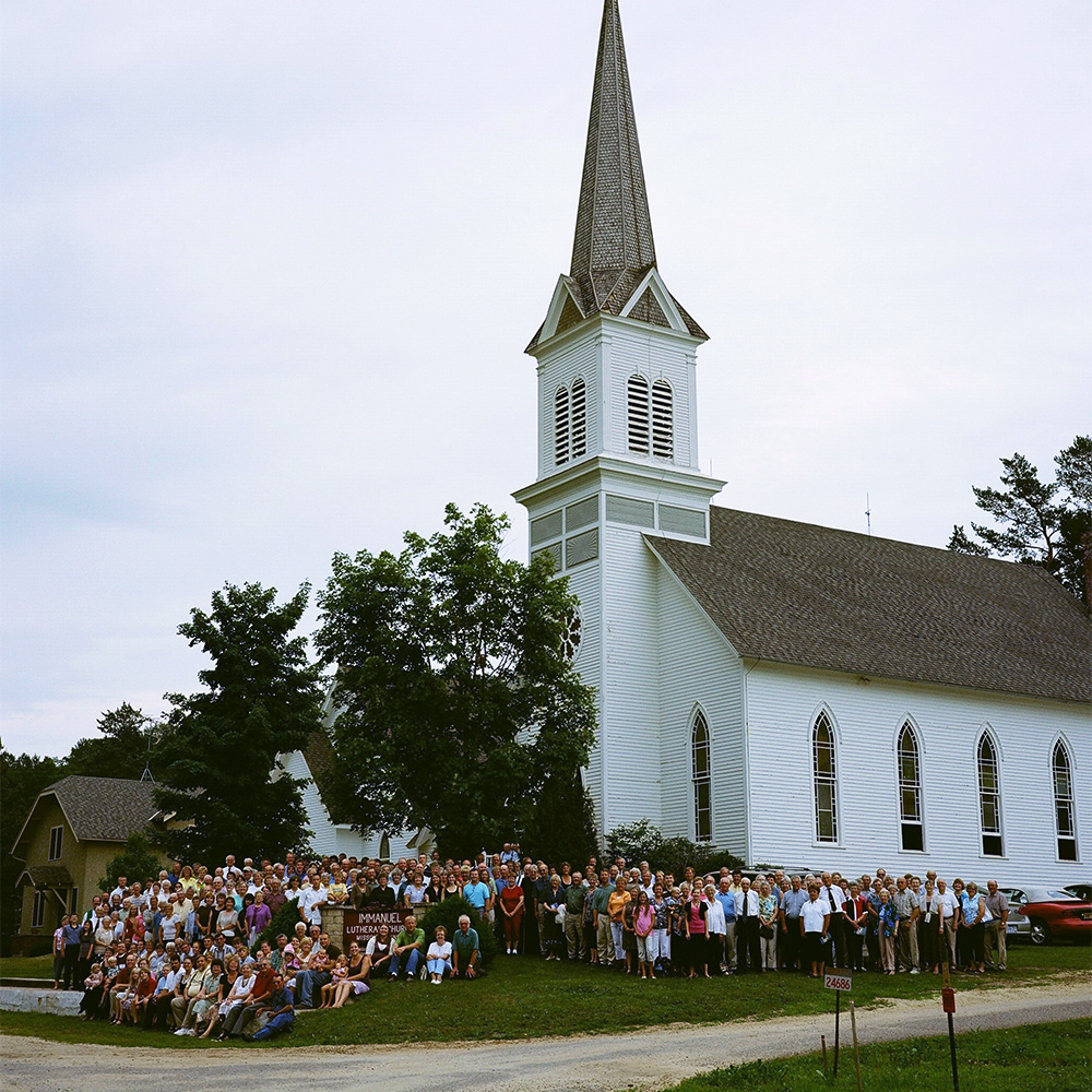 Congregation outside the church